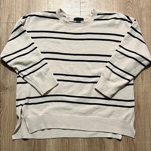 Sanctuary Cream and Black Striped Soft Crewneck Sweater Size XL